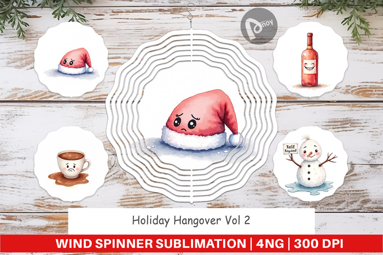 Wind Spinner Watercolor Holiday Hangover