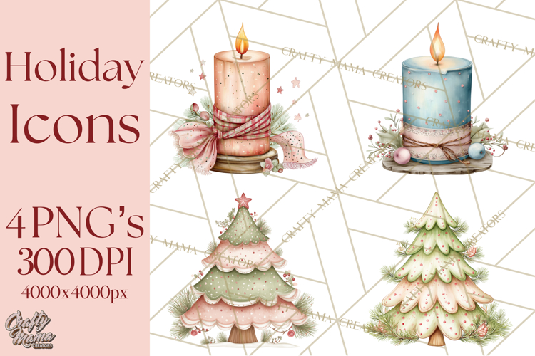 Holiday Icons Clipart PNG, Festive Christmas Clip Art