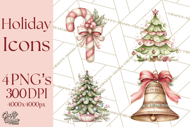 Holiday Icons Clipart PNG, Festive Christmas Clip Art