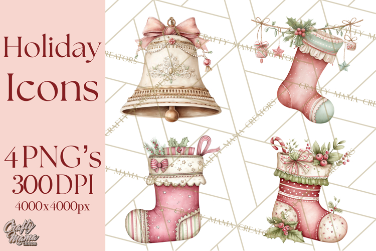 Holiday Icons Clipart PNG, Festive Christmas Clip Art