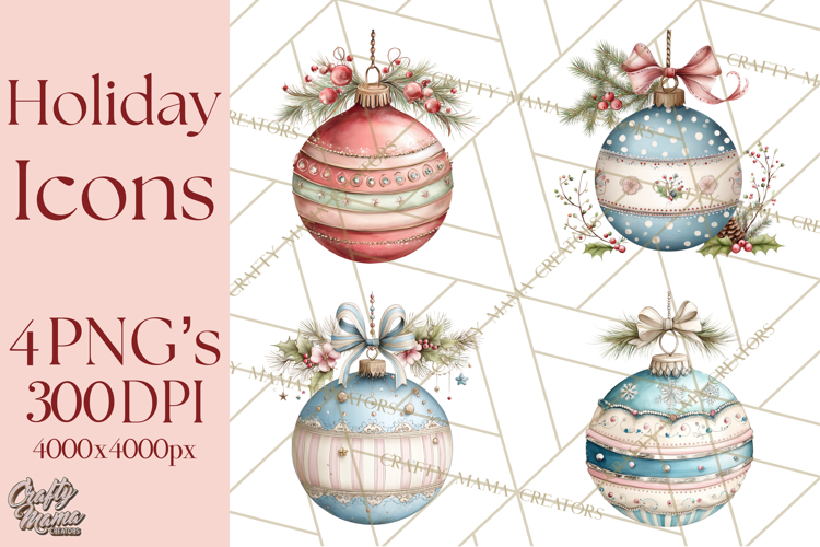 Holiday Icons Clipart PNG, Festive Christmas Clip Art