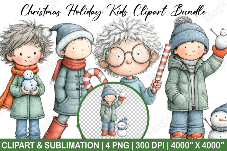 Holiday Kids Clipart Sublimation