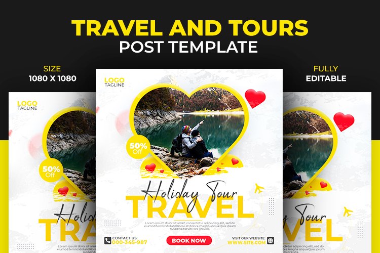 Holiday Love Travel Instagram and Facebook Post Template example image 1