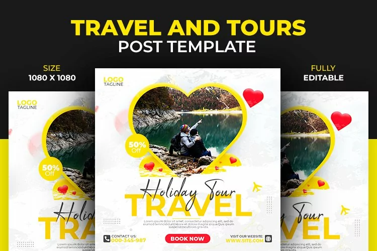 Holiday Love Travel Instagram and Facebook Post Template