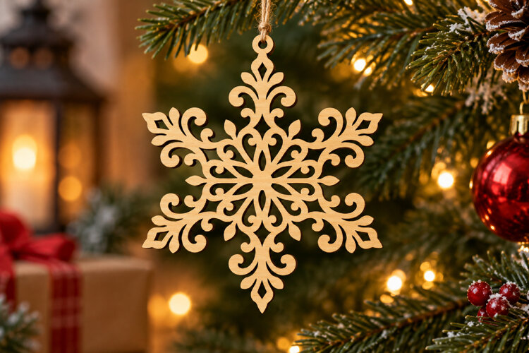 Holiday Mandala Snowflake Laser SVG File example image 1