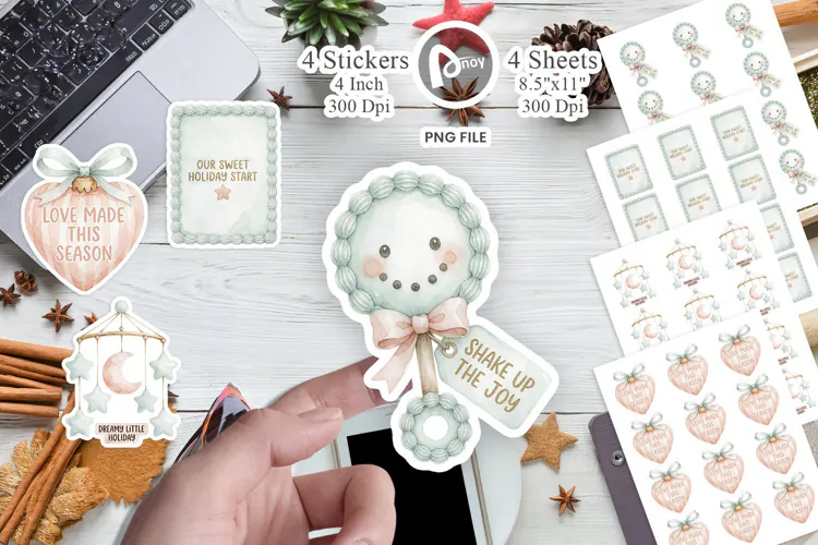 Holiday Nursery Icons Gentle Joy Notes Sticker