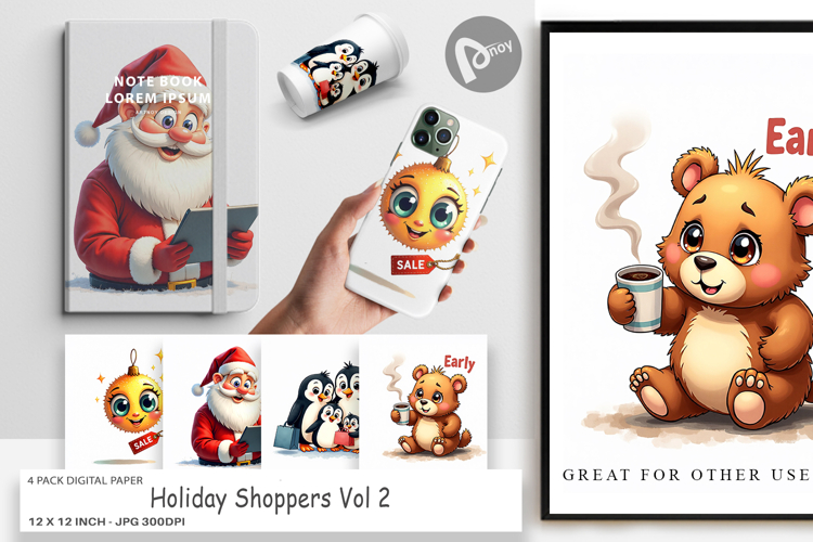 Holiday Shoppers Digital Paper