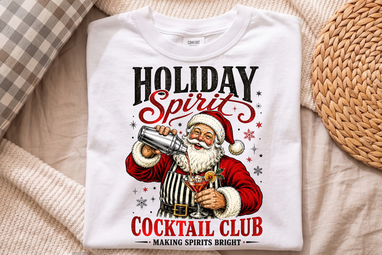 Holiday Spirit Cocktail Club PNG - Christmas Shirt Design