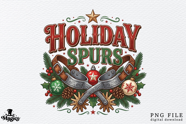Holiday Spurs Western Christmas Sublimation example image 1