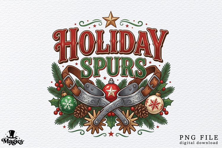 Holiday Spurs Western Christmas Sublimation