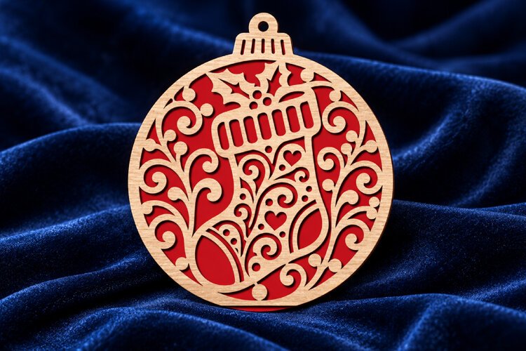 Holiday Stocking Ornament SVG, Laser Cut Glowforge File example image 1