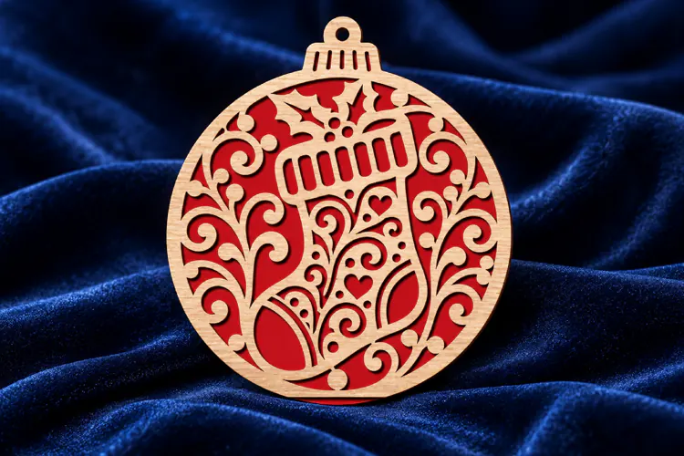 Holiday Stocking Ornament SVG, Laser Cut Glowforge File