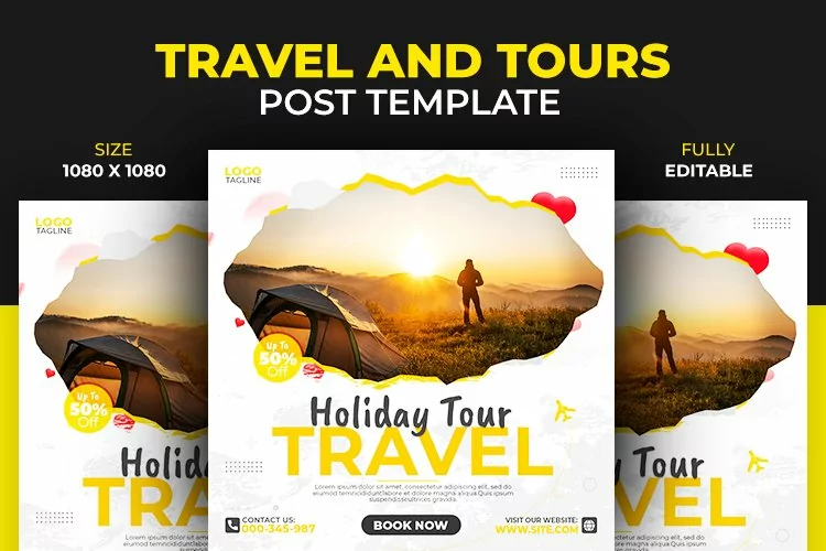 Holiday Travel and Tour Adventure Social Media Post Template