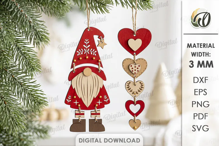Christmas Tree Ornaments Laser Cut. Christmas Tree Decor SVG