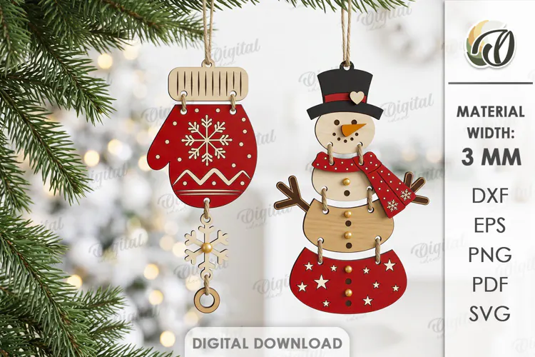 Christmas Tree Ornaments Laser Cut. Christmas Tree Decor SVG