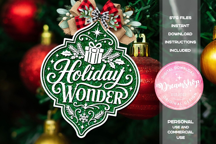 Holiday Wonder Christmas Ornament SVG