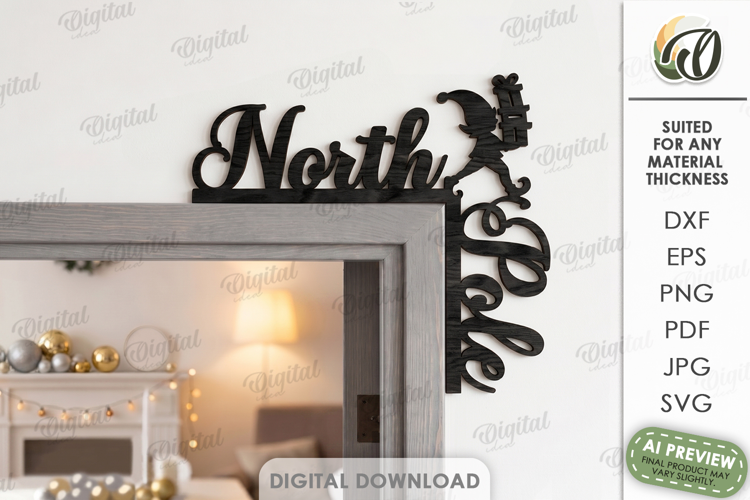 Christmas Door Trim Corner Laser Cut. Door Decor SVG