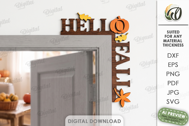 Hello Fall Door Trim Corner Laser Cut. Door Decor SVG
