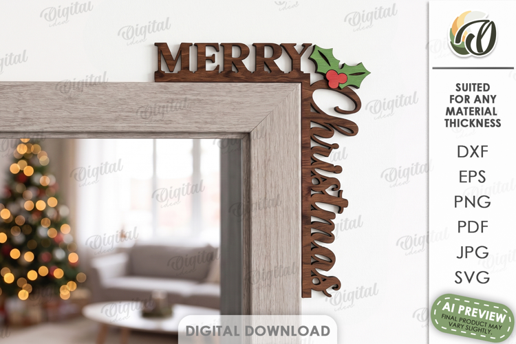 Christmas Door Trim Corner Laser Cut. Door Decor SVG