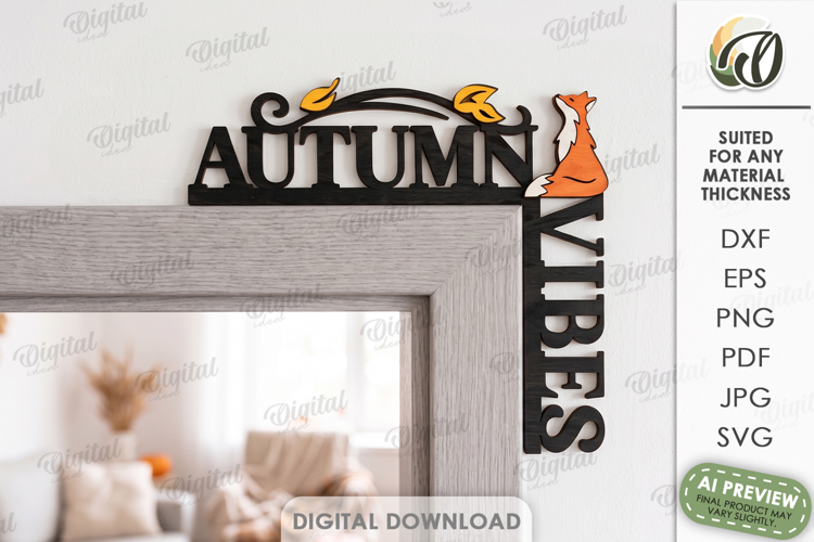 Fall Door Trim Corner Laser Cut. Autumn Door Decor SVG