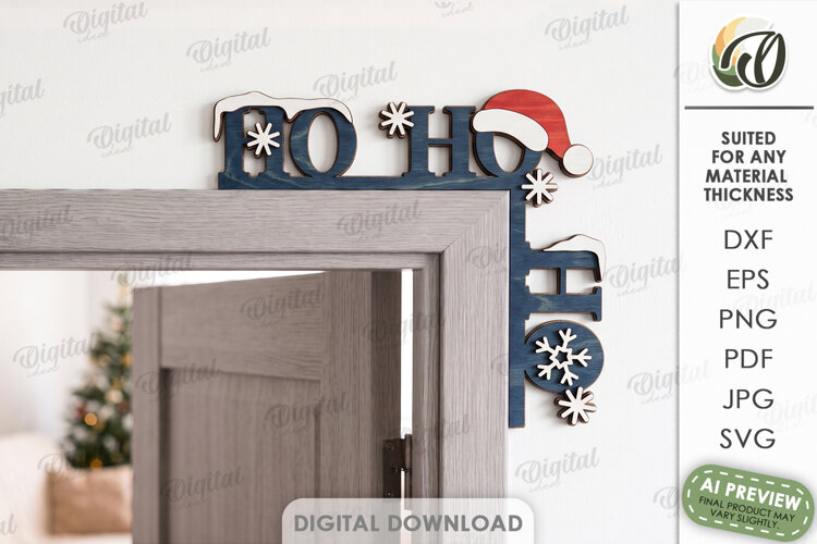 Christmas Door Trim Corner Laser Cut. Door Decor SVG example image 1