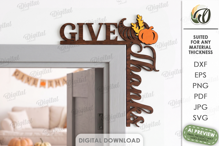Thanksgiving Door Trim Corner Laser Cut. Door Decor SVG