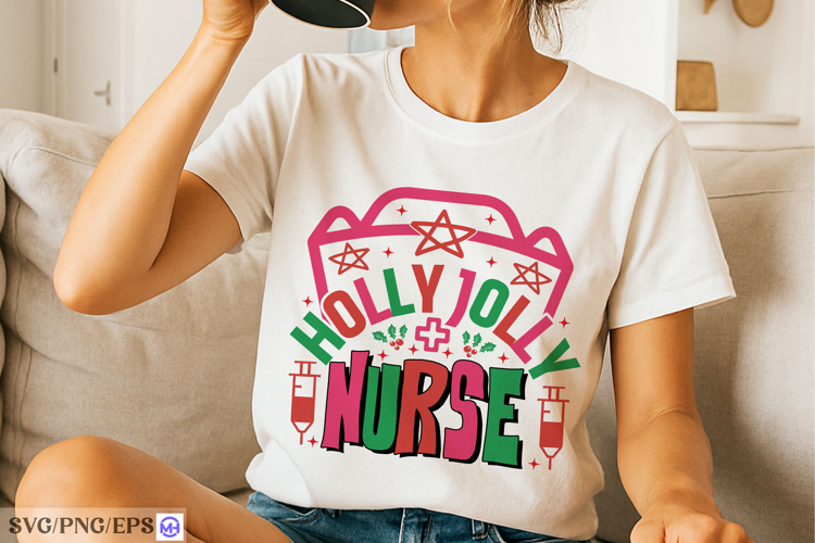 Holly Jolly Nurse Christmas Cheer for Healthcare Heroes SVG