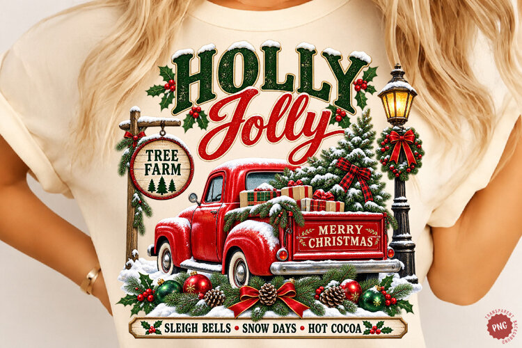 Holly Jolly Retro Christmas PNG example image 1