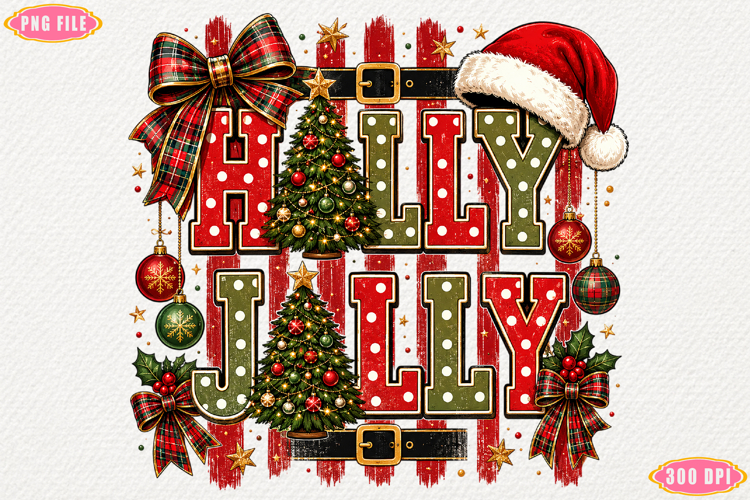 Holly Jolly Trendy Christmas PNG