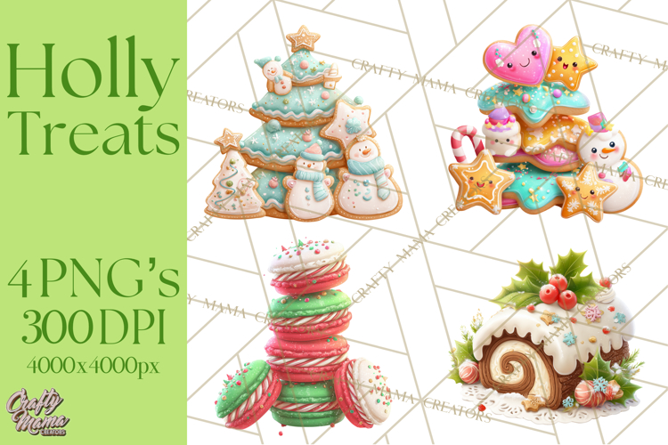 Christmas Cookies and Cupcakes Clip Art, Festive Holiday Png