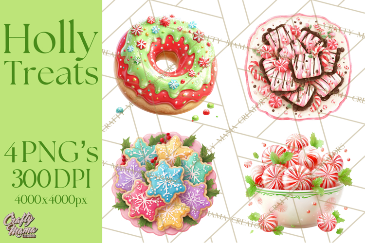 Christmas Cookies and Cupcakes Clip Art, Festive Holiday Png