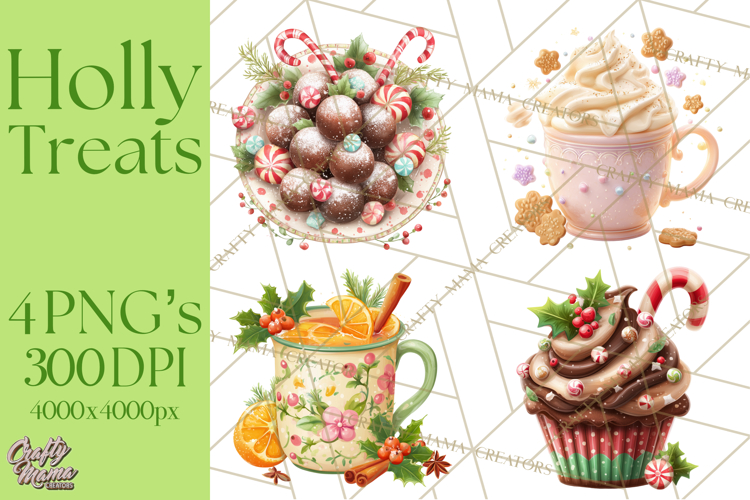 Christmas Cookies and Cupcakes Clip Art, Festive Holiday Png