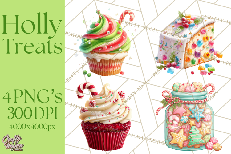 Christmas Cookies and Cupcakes Clip Art, Festive Holiday Png