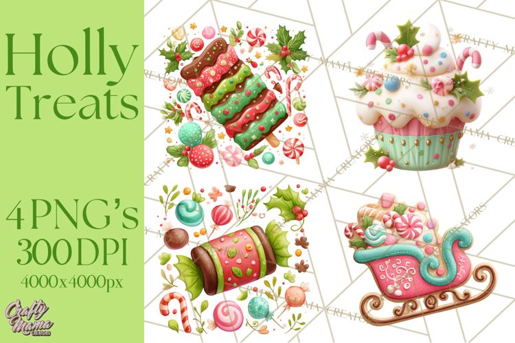 Christmas Cookies and Cupcakes Clip Art, Festive Holiday Png