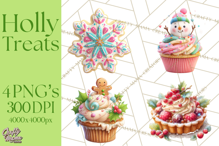 Christmas Cookies and Cupcakes Clip Art, Festive Holiday Png