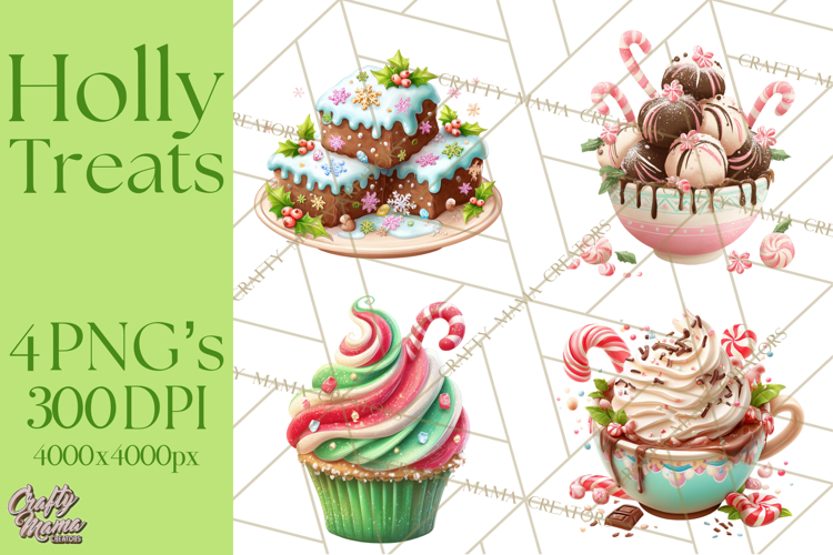 Christmas Cookies and Cupcakes Clip Art, Festive Holiday Png