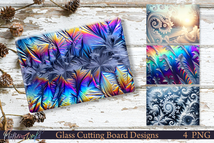 Winter Cutting Board Designs | Frost Patterns | Bright color