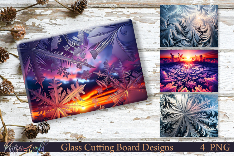 Winter Cutting Board Designs | Frost Patterns | Neon