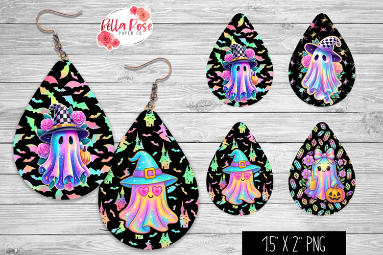 Holo Ghosts |Cute & Spooky | 4 Sets of Teardrop Earrings
