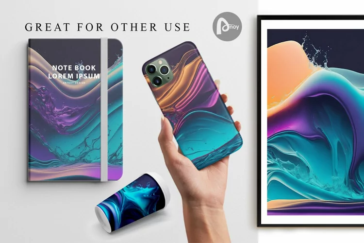 Hologram Color Wavy Fluid | Digital Paper