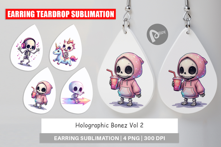 Earring Holographic Skeletons