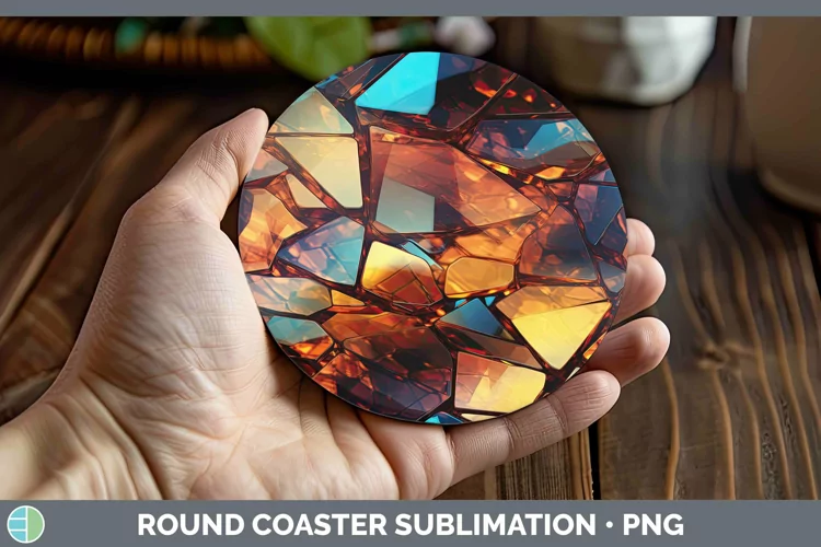 Holographic Brown Round Coaster | Sublimation Coaster Desig