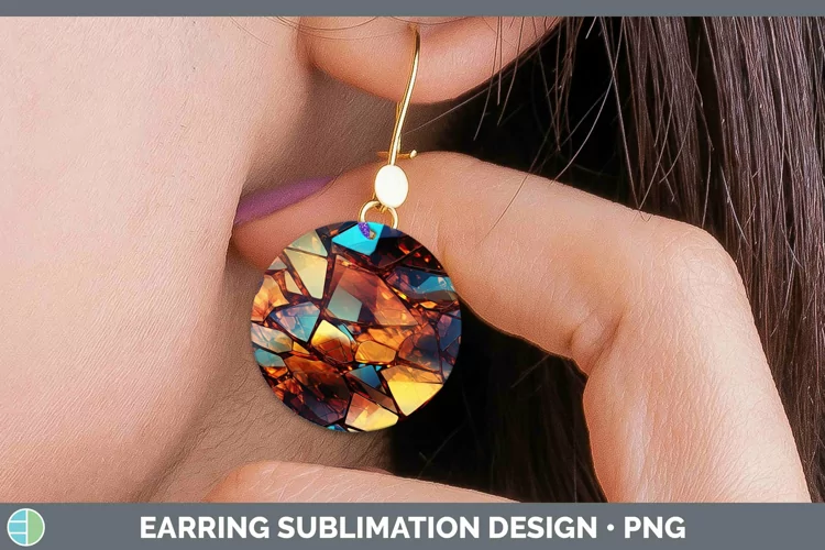Holographic Brown Round Earrings | Sublimation Earrings Des