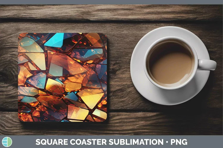 Holographic Brown Square Coaster | Sublimation Coaster Desi