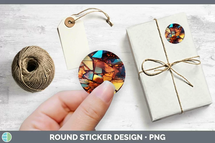 Holographic Brown Stickers | Round Labels Designs