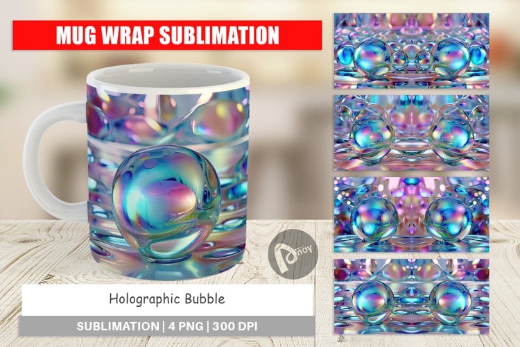 Mug Wrap Design Holographic Bubble