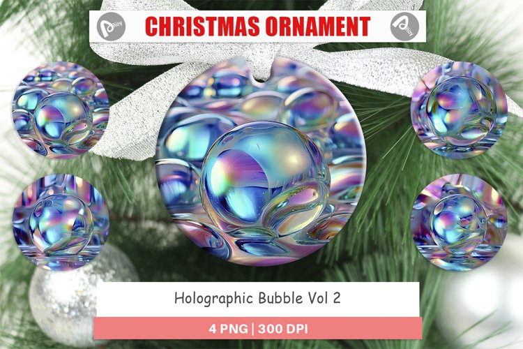 Christmas Ornaments Holographic Bubble