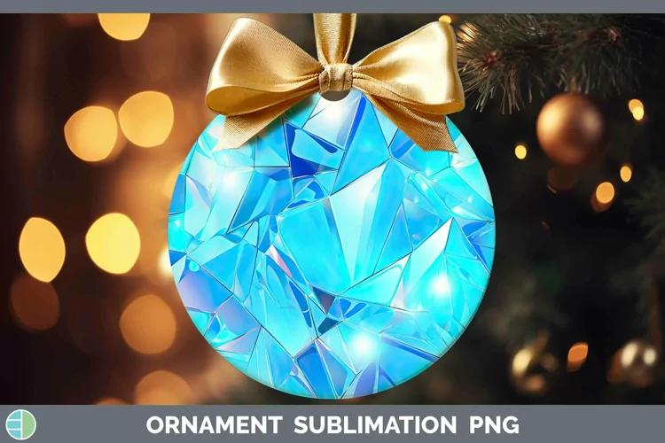 Holographic Cyan Ornament | Sublimation Bauble Designs