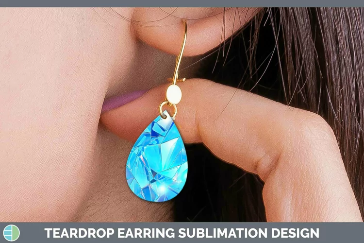 Holographic Cyan Teardrop Earrings | Sublimation Earrings D