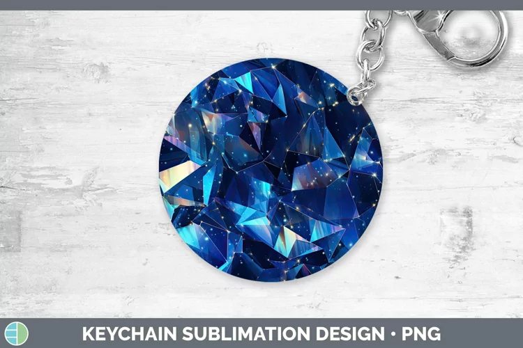 Holographic Dark Blue Keychain | Sublimation Keyring Design